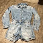 ZARA  denim long sleeve distressed romper EUC light blue Photo 2