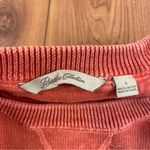 Paradise Collection Cotton Crewneck Sweater Ribbed Neck Cuffs Hem Salmon Large Red Photo 8