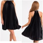 Flying Tomato Embellished Halter Neck Short Pleated Dress Black Size Medium Photo 1