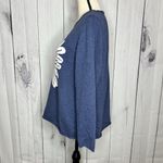Coldwater Creek  Daisy Sweater Sz L Embroidered Daisy Flower Minimalist Blue Photo 4