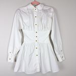 Rejina Pyo White Long Sleeve Ruched Collared Shirt Dress Cotton Size US 4 Photo 4