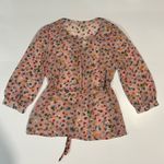 Tulle Peach Ruched Maternity Scoop Neck Blouse Pink Size L Photo 1