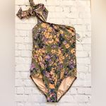 Shoshanna Green Floral One-Shoulder One Piece Swimsuit, NWT, Size 8, MSRP $240 Photo 4