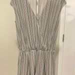 BCBGeneration Striped V-Neck Romper Women Medium Bohemian Prep Casual Festival Photo 4