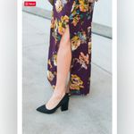 Everly Women Purple Floral V-Neck Side Slit Maxi Dress Size S Photo 14