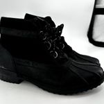 UGG  Greda Waterproof Duck Boots Lace Up Suede Leather Heeled Winter Black 9.5 Photo 2