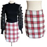 Blue Rain Francesca's  Amelia Plaid Wrap Mini Skirt Photo 11