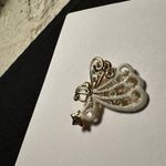 Signed Danecraft Flying Angel Rhinestone Gold Tone / Glitter Pin Brooch Photo 2
