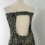 Francesca's  Issa Size 4 Black, Yellow Dotted Silk Strapless Open Back Maxi Dress Photo 11