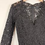 Bardot  Dress Women 6 Black Floral Crochet Lace Zip Back V-Neck Long Sleeve Party Photo 4