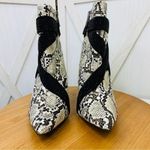 Cape Robbin  Snake Skin Rhinestone Detail Heeled Ankle Boots Ivory Black 7.5 Photo 4