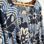 Boden Womens sz 6 Lightweight 3/4 Sleeve Blue 70s Retro Floral Print Mini Dress Photo 3