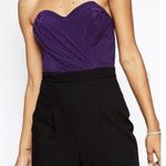 ASOS NWT  Strapless Sweetheart Neckline Purple Black gathered Jumpsuit Size 6 Photo 11
