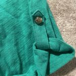 LAUREN Ralph LAUREN Shirt Womens Sz S Green Lace Up Cuff Sleeve Gold Short Slv Photo 6