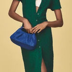 Anthropologie Green Textured Short Sleeve Button Front Midi Dress Small Photo 0