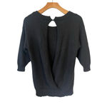 frenchi Lamb's Wool Rabbit Hair Sweater Womens S Black 3/4 Sleeve Open Back Photo 8