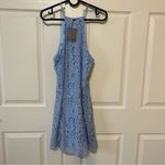 NBD  x Revolve Bria Halter Light Blue Lace Dress Photo 7