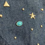 Vintage First Focus 90s Turquoise Star Studded Denim Peplum Dress Size 3/4 Blue Photo 6