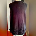 Wonderly  Women's Classic Black Rib Knit Fringe 2 Tier Hem Sleeveless Sweater Photo 4