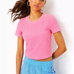 Lilly Pulitzer  Minnie Knit Ribbed Top Hot Pink Sporty Preppy Activewear Size XS Photo 0