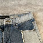 Aeropostale High Waisted Aero Cheeky Two-Tone Denim Jean Shorts Fringe Cotton Photo 1