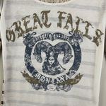 Free People Creme Ivory Eyelet Lace Trim Great Falls Montana Ram Graphic Top Photo 4