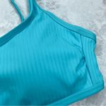 California Waves  Ribbed Bralette Bikini Swim Top Adjustable Straps Blue Medium Photo 2