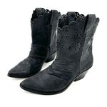 Guess By Marciano Cowboy Boots Size 8.5 Short Ankle Laser Lace Cutout Dark Gray Photo 0