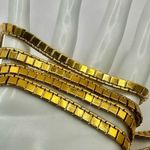 Monet vintage flat square chain long gold plated necklace Photo 7