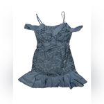 Twosisters the Label Lizzie Ruffle Off Shoulder Mini Dress Steel Blue 6 Photo 5