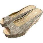 CL by Laundry  Linen Weave Wedge Sandals Women's Size 10 EU 41 Tan Slip On Shoe Photo 0
