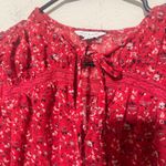 Lucky Brand  Red Floral Blouse babydoll Prairie fairy Peasant boho top sz XS Photo 2
