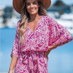 Cupshe Women's Pink Plunging Loose Leg Romper M Photo 4