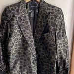 SMYTHE Film Fest Sharp Shoulder Blazer Metallic Leopard Gray Size 2 Photo 3