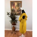 Symphony Women 1XL Yellow Sheath dress Ruffle Sleeveless Zipper Back Deep V-Neck Photo 3