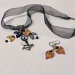 Necklace & Earrings Set Handmade Cat Themed Photo 2