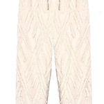 BURU Cropped Straight Leg Everyday Pants Ivory Fringe Drawstring Women's Large Photo 0