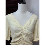 Sophie Rue Womens Blouse Off White Floral Elbow Sleeve V Neck Smocked Boho L New Photo 1