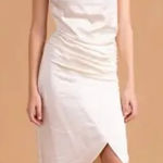 S'edge Elsa Satin Midi Dress Marshmallow Cream Size Small NWT New Years Bridal Photo 0