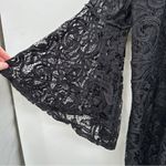 Ashley Stewart ‎ Black Allover Lace Cold Shoulder Bell Sleeve Knee Length Dress Photo 4
