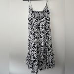 J.Crew  Cotton Tie Front‎ Cutout Tiered Smocked Back White Floral Dress Size 2 Photo 11