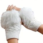Plush Warm Ribbed Knitted Fingerless Gloves Photo 3