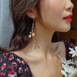 Flower Dangle Drop Earrings for Women Gold Photo 3
