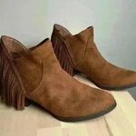 Faded Glory  Cognac Hula Fringe Boot Women’s Size 10 Casual Western Boho Photo 0