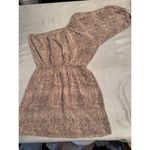 Rebecca Taylor One Shoulder Snake Print 100% Silk Dress Beige Brown Photo 7