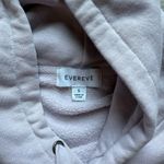 Evereve  Kerry Tape Trim Sleeves Lavender Pullover Hoodie Size S Raw Hem Photo 3