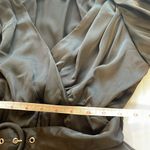 Entro Black Satin Bubble Puff Sleeves Faux Wrap Dress High Low Hem Belt‎ Midi S Photo 14