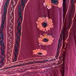 Japna Flowy Maroon Hippie Top Embroidered Top Batwing Shirt Womens M Earthy Photo 6