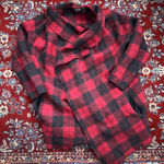 Ralph Lauren Lauren  Wool Cardigan Sweater Wrap Red Plaid Boho Country Photo 0
