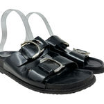 ZARA  Slide Sandals Buckles Double Strap Faux‎ Leather Black Size 41 US 10 Photo 0
